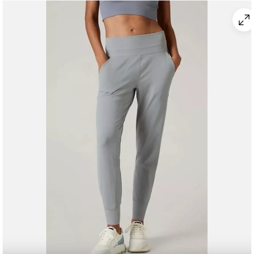 Athleta Womens Gray 2X Venice Joggers High Rise Ribbed Waist Active Travel Pants